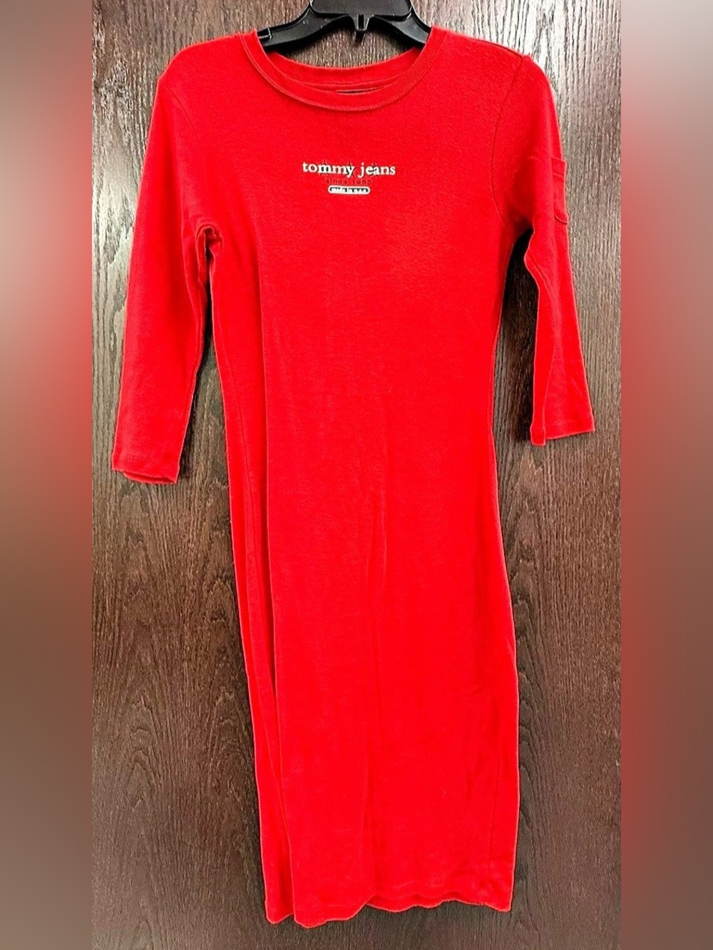 Vintage Y2K Tommy Jeans logo fitted maxi dress Red -Small